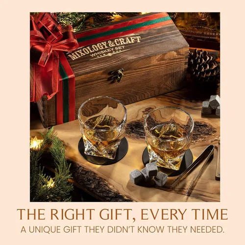 Miniatura 6 de Mixology & Craft Juego de whisky - 12 piezas con piedras de granito, vasos y posavasos