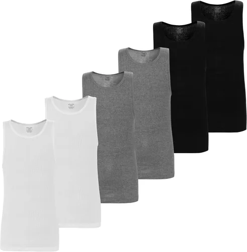Miniatura 5 de Athllete Men's Tank Top Undershirts 6-Pack, Cotton Sleeveless A-Shirts, Ribbed Mens Tanktops, Wife Beater Shirts