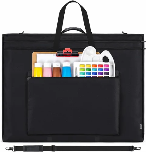 Miniatura 12 de JJRING 18x24 Bolsa de Portafolio de Arte - Estuche de Almacenamiento Grande con Asa y Correa de Hombro Ajustable, Carpeta de Portafolio para Obras