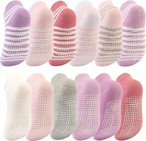 Miniatura 15 de Dicry - Calcetines antideslizantes de tobillo para niños pequeños, con agarre antideslizante para bebés, niños y niñas