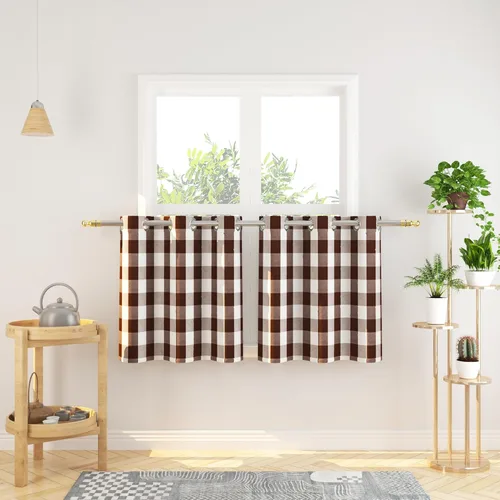 Miniatura 109 de Cortinas de 24 pulgadas de largo con diseño Buffalo Check Gingham Plaid para ventanas de cocina y baño, tratamiento para ventanas con 2 paneles