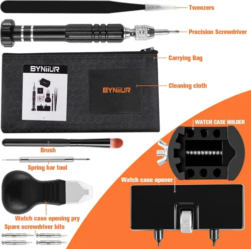Miniatura 7 de Kit de herramientas de repuesto de batería de reloj, kit de reparación de BYNIIUR Watch, abridor de reloj, herramienta de extracción de llave