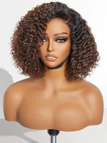 Miniatura 31 de LUVME HAIR - Peluca de cabello humano estilo Bob, de 8 pulgadas, precortada, sin pegamento, con cierre de encaje HD, predepilada, cabello humano