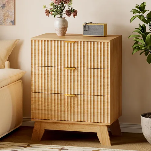 Miniatura 55 de BORNOON Cómoda alta de 46" para dormitorio, cómoda de 6 cajones acanalados, cómoda moderna de madera con almacenamiento profundo, correderas