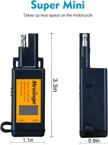 Miniatura 5 de Cargador USB para motocicleta, adaptador Mroinge 4.8A SAE a USB con voltímetro y amperímetro, enchufe de desconexión rápida con cargador USB doble