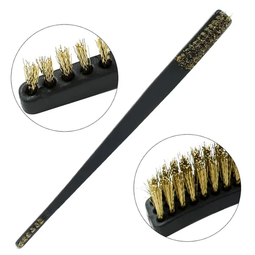 Miniatura 5 de Hitefu Juego de 9 mini cepillos de alambre de metal, cepillo de dientes para arañazos, limpiador de metal para limpiar la suciedad de pintura