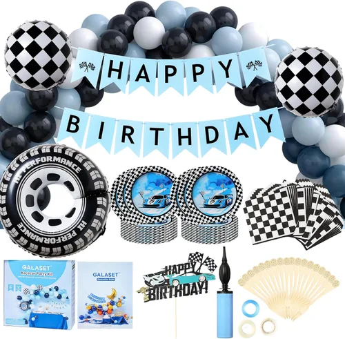 Decoraciones y suministros listos para fiestas de autos de carreras para todas las ocasiones: cumpleaños, fiestas de adultos y niños y más |