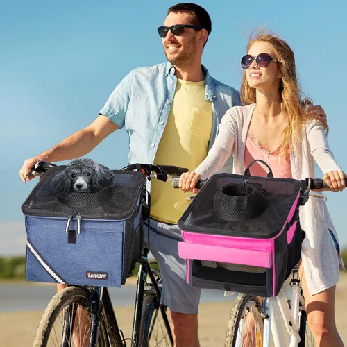 Miniatura 9 de Canasta/Bolsa de Transporte para Mascotas para Bicicleta, Mochila Transportadora/Elevadora para Perros y Gatos con Bolsillos Laterales Grandes