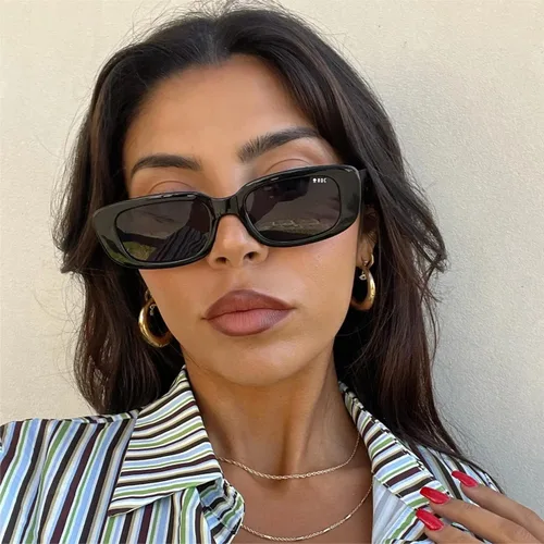 Miniatura 6 de Tskestvy Paquete de 2 lentes de sol rectangulares cuadrados para mujeres y hombres, Y2K retro a la moda, vintage, de los años 90, bonita estética