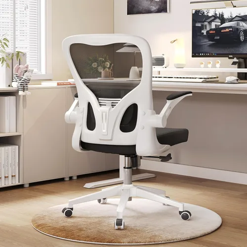 Miniatura 24 de Silla de oficina con soporte lumbar ajustable y reposabrazos abatibles, silla ergonómica de escritorio de computadora con respaldo alto con cojín