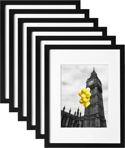 Miniatura 32 de Juego de 6 portarretratos de 5 x 7, para galería de fotos de 4 x 6 pulgadas con paspartú o de 5 x 7 pulgadas sin paspartú, marcos de fotos para Negro