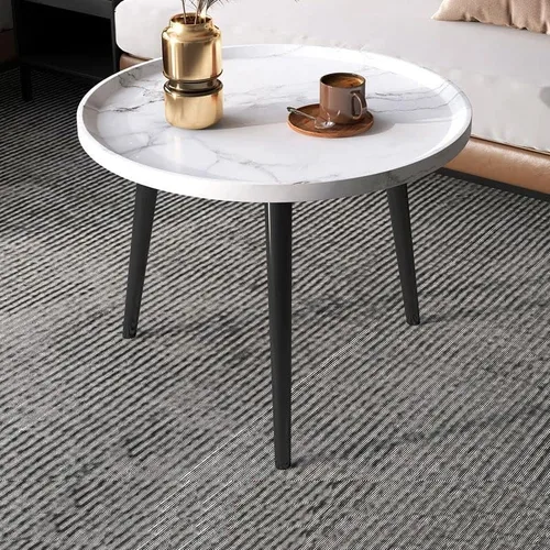 Miniatura 7 de Mesa auxiliar, moderna mesa de centro pequeña con 3 patas, mesa de cóctel de madera, mesa auxiliar de centro retro para sala de estar, fácil Blanco