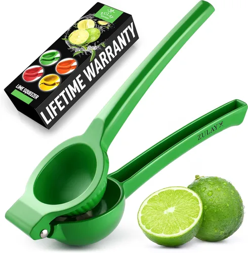 Zulay - Exprimidor de lima de metal de alta calidad, exprimidor de cítricos, prensa manual para extraer la mayor cantidad de jugo posible, Verde