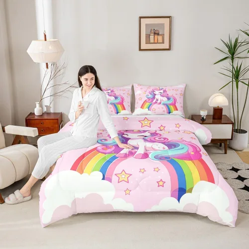 Miniatura 25 de Manfei - Juego de edredón para amantes de la gimnasia y la danza, tamaño individual, juego de ropa de cama romántica con diseño de cielo estrellado