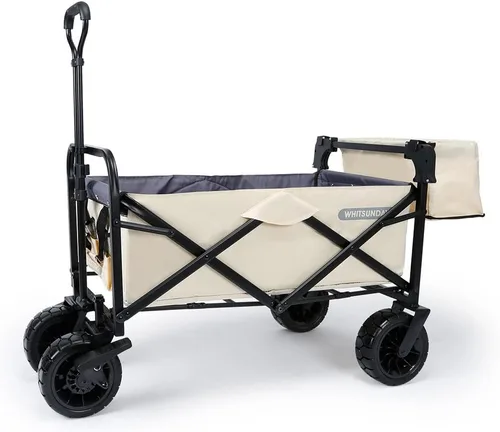 WHITSUNDAY - Carro plegable para jardín al aire libre, parque utilitario, para picnic, con rodamiento y freno, ruedas todo terreno de 8 pulgadas,