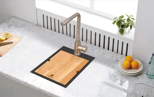 Miniatura 3 de STARSTAR Estación de trabajo de repisa de montaje superior/fregadero de lavandería de acero inoxidable 304 negro mate para cocina, patio, oficina