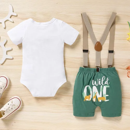 Miniatura 3 de GRNSHTS Ropa divertida de primer cumpleaños para bebé niño, mameluco con pajarita, mameluco para tartas