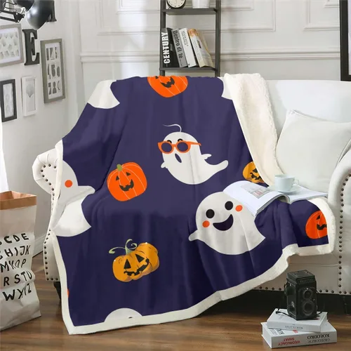 Miniatura 10 de Erosebridal Manta gótica de murciélagos de Halloween, manta de forro polar blanco y negro de 40 x 50 pulgadas, silueta vintage para niños, sombras