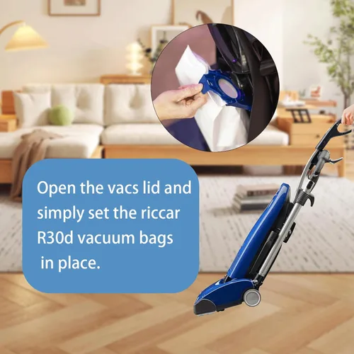 Miniatura 6 de Paquete de 10 bolsas de vacío HEPA R30D compatibles con Riccar Brilliance R30D, R30P, R30PET y Simplicity Synchrony S30D, S30P, S30PET aspiradoras