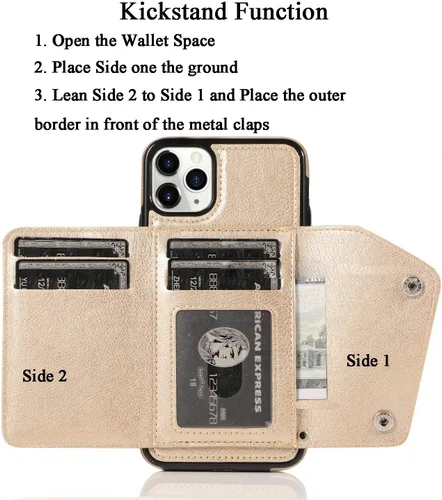 Miniatura 8 de LUVI Funda con tarjetero para iPhone 11 Pro con correa para el cuello, cadena cruzada, correa de muñeca, funda protectora con ranura para tarjeta