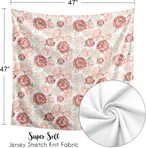 Miniatura 5 de Sweet Jojo Designs Manta para envolver al bebé con diseño floral bohemio y chic de color rosa rubor, para bebé recién nacido, ligero, elástico