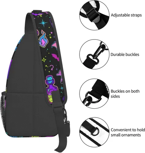Miniatura 5 de KMIVQGE Mochila cruzada con diseño de calavera de azúcar para viajes, senderismo, pecho, bolsa de hombro para hombres y mujeres, ciclismo, caminar