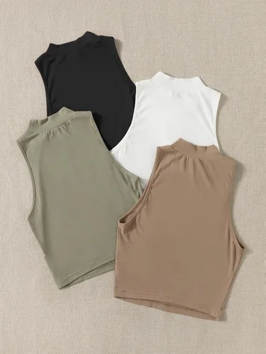 Miniatura 2 de MakeMeChic Paquete de camisetas sin mangas básicas casuales para mujer