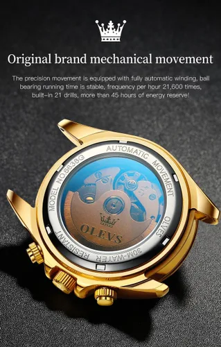 Miniatura 6 de OLEVS Relojes de esqueleto para hombre, reloj de pulsera de diamantes de lujo, automático, mecánico, automático, luminoso, impermeable