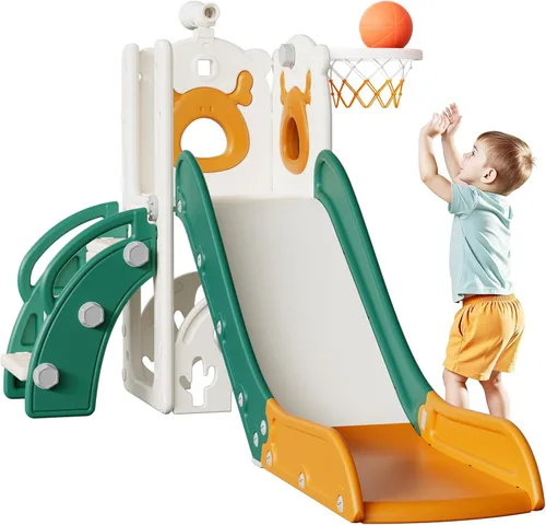 Miniatura 8 de Mloong Tobogán 7 en 1 para Niños Pequeños, Tobogán para Niños Pequeños Bebés de 1-3 Años, Interior y Exterior con Aro de Baloncesto Golf Mejorado