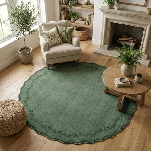 Miniatura 98 de GarveeHome Alfombra de entrada festoneada, 2 x 3, color azul sólido, lavable, alfombra floral para entrada interior, alfombra floral antideslizante