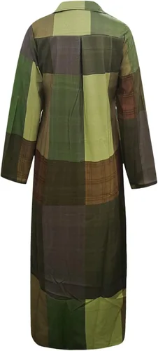 Miniatura 6 de Vestido largo casual de mezclilla con botones para mujer, con solapa, manga larga, con bolsillos, para otoño