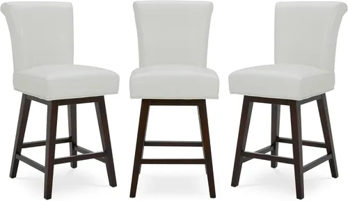 Miniatura 13 de CHITA Taburete giratorio de 26 pulgadas con altura de mostrador, taburete de bar tapizado moderno con respaldo certificado FSC de cuero sintético