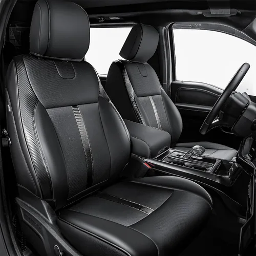 Miniatura 9 de Fundas de asiento de piel sintética de alta calidad para Ford F150 SuperCrew XL XLT STX (2015-2020) y F250/F350/F450 Crew Cab XL XLT (2017-2022)