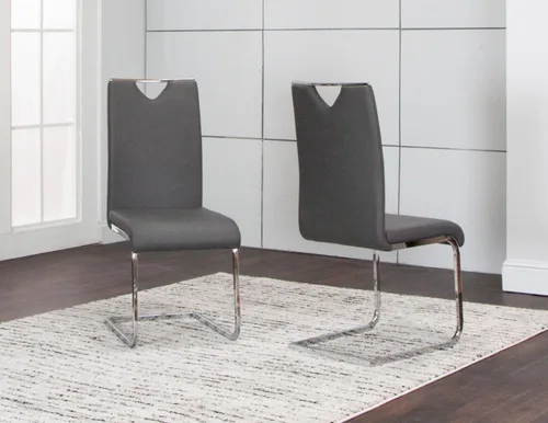 Miniatura 2 de Sunset Trading Doral Sillas de comedor tapizadas de piel sintética Base voladiza cromada pulida en forma de S Asientos acolchados y respaldos