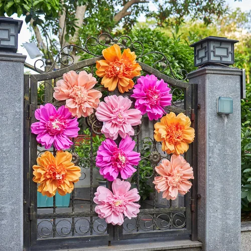 Miniatura 6 de 12 flores de papel de seda, 12 pulgadas, coloridas flores gigantes de papel crepé para pared, flores grandes para boda, cumpleaños, baby shower
