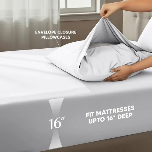 Miniatura 24 de Utopia Bedding Juego de sábanas Queen – Sábanas de 4 piezas para cama tamaño Queen, microfibra suave y transpirable, incluye 1 sábana bajera, 1 Gris
