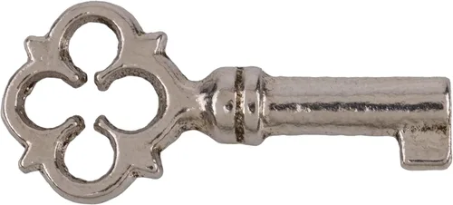 Pecho en miniatura niquelado, cerradura de caja o collar llave de esqueleto para muebles antiguos | SK29-IN