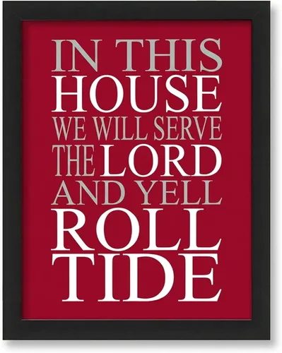 In This House We Serve the Lord - Arte de pared con citas de fútbol americano, decoración de pared inspiradora para el hogar, oficina, dormitorio,