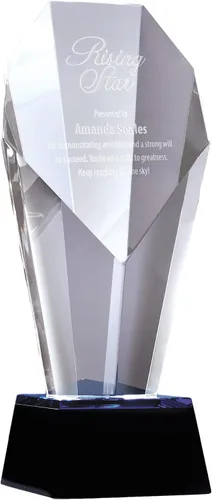Miniatura 7 de Baudville Premios de trofeo de cristal grabado personalizado con acento azul - Viene con elegante caja de regalo negra - Reconocimiento del personal