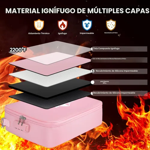 Miniatura 5 de BALEINE Caja de Documentos Ignífuga con Cerradura, Bolsa de Documentos Ignífuga Portátil Impermeable Cajas de Archivos Ignífugas para Documentos