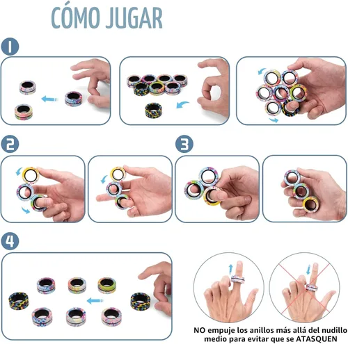 Miniatura 5 de 9 unidades de juguetes magnéticos con anillos fidget para adultos, paquete de juguetes fidget para el TDAH, juguetes antiestrés, anillos fidget