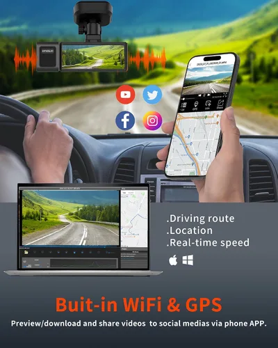 Miniatura 3 de Cámara de salpicadero Kingslim D4PRO delantera y trasera - Cámara de salpicadero dual para coche 4K + 2K con WiFi GPS, grabación interior opcional