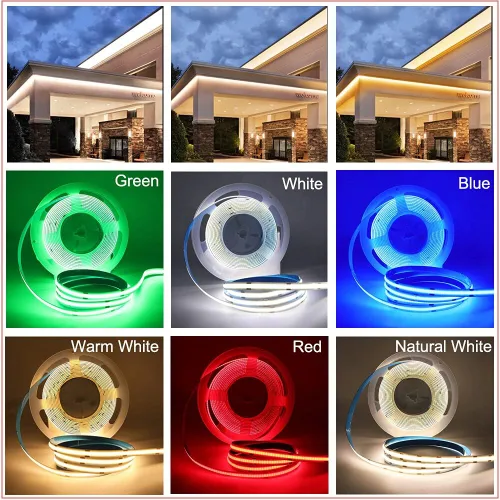 Miniatura 4 de Tira de luces LED COB flexible, 3.3 ft/3.3 pies de cuerda de luces LED COB flexible DC 5V 320 LEDs/m blanco cálido 3000K no impermeable USB cinta