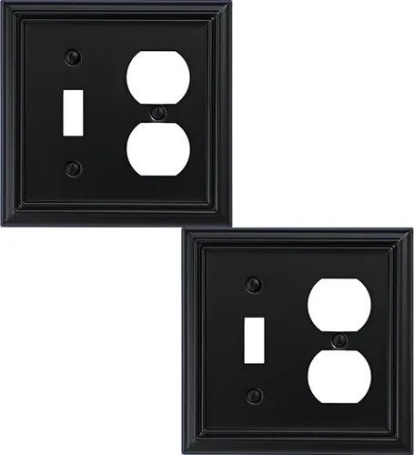 Miniatura 11 de OKAWYC Cubierta Cuádruple Decorativa para Interruptor de Luz Adler Placa de Pared de Metal, Paquete de 2 Negro 4 Vías Cuádruple Rocker