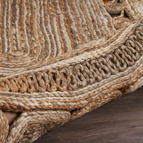 Miniatura 5 de LR Home - Alfombra ovalada de yute natural de 5 x 7 pies para decoración del hogar, alfombras trenzadas para sala de estar, dormitorio, sala