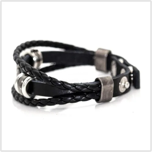 Miniatura 3 de Punk aleación hebilla pulsera pluma cuero pulsera