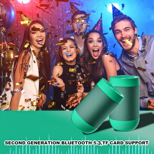 Miniatura 2 de comiso Altavoz Bluetooth portátil, pequeño altavoz de ducha con IPX5 impermeable, sonido HD 360° fuerte, emparejamiento estéreo inalámbrico, mini