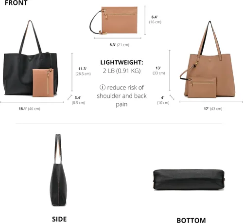Miniatura 3 de Scarleton Leather Tote Bag for Women, Womens Purses and Handbags, Reversible Tote Bags for Women, Purses for Women, H1842