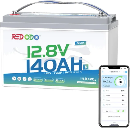 Miniatura 11 de Redodo Paquete de 3 baterías de litio de 12 V 100 Ah Grupo 24, ciclo profundo de 1280 Wh con BMS de 100 A, batería recargable de litio de más