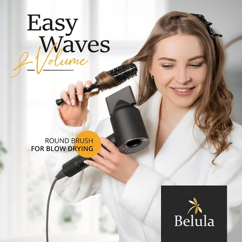 Miniatura 8 de Belula Cepillo redondo de cerdas de jabalí 100% suaves para secado por soplado. Cepillo redondo para el pelo con barril de madera grande de 2.4